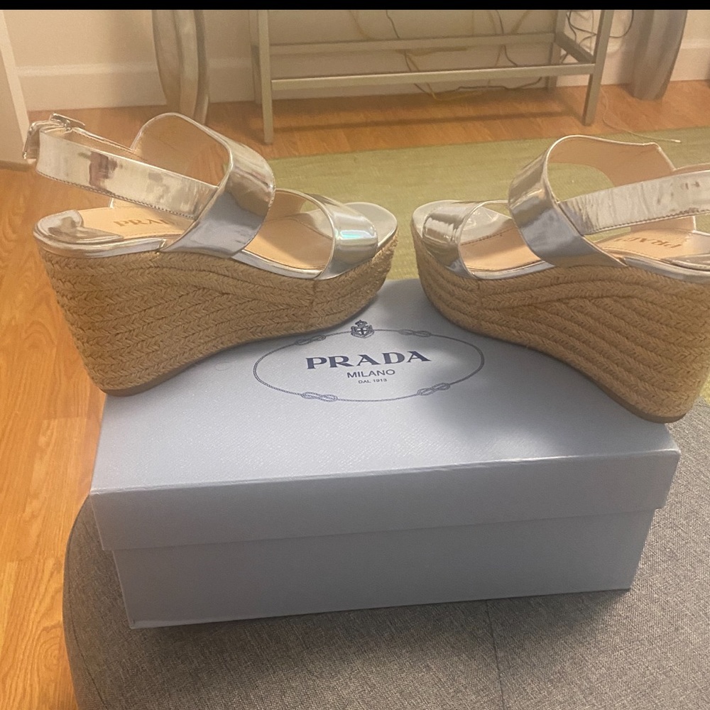 Prada silver wedges. Excellent condition
